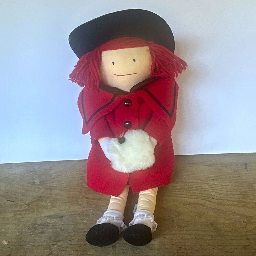 Vintage 1990s Eden Toys Madeline's Christmas 20" Plush Rag Doll with Hand Muff